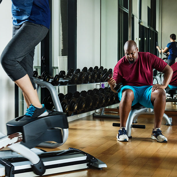 Employee working out at the office